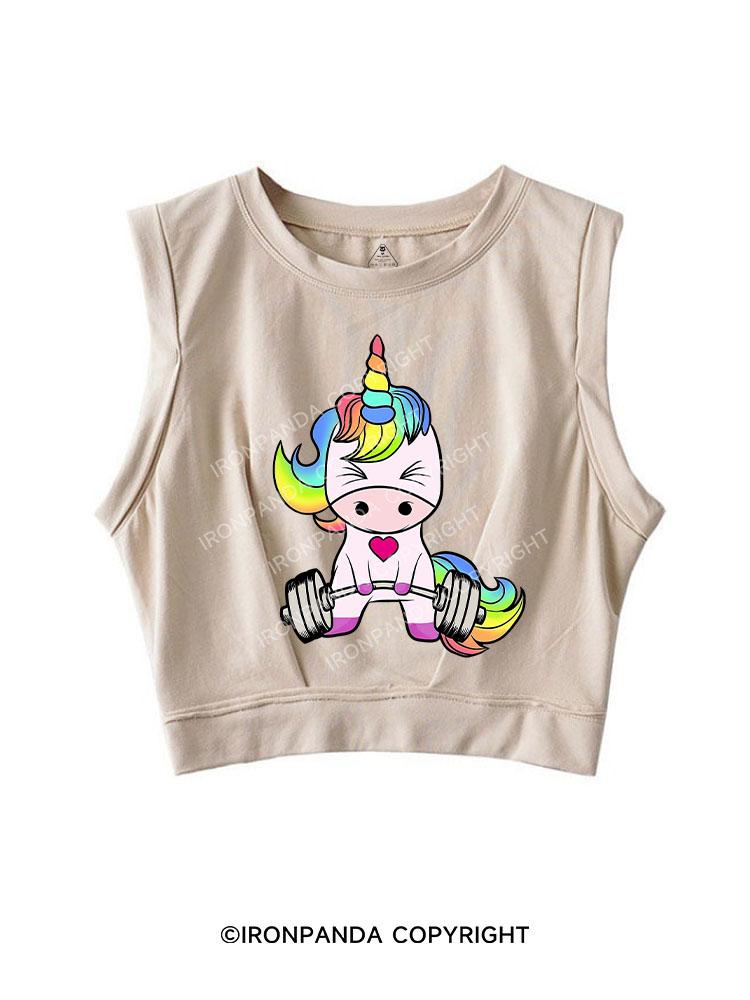 Deadlift Unicorn SLEEVELESS CROP TOPS