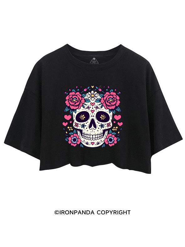 SKELETON WITH FLOWER  CROP TOPS