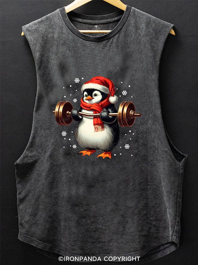 CHRISTMAS DEADLIFT PENGUIN SCOOP BOTTOM COTTON TANK