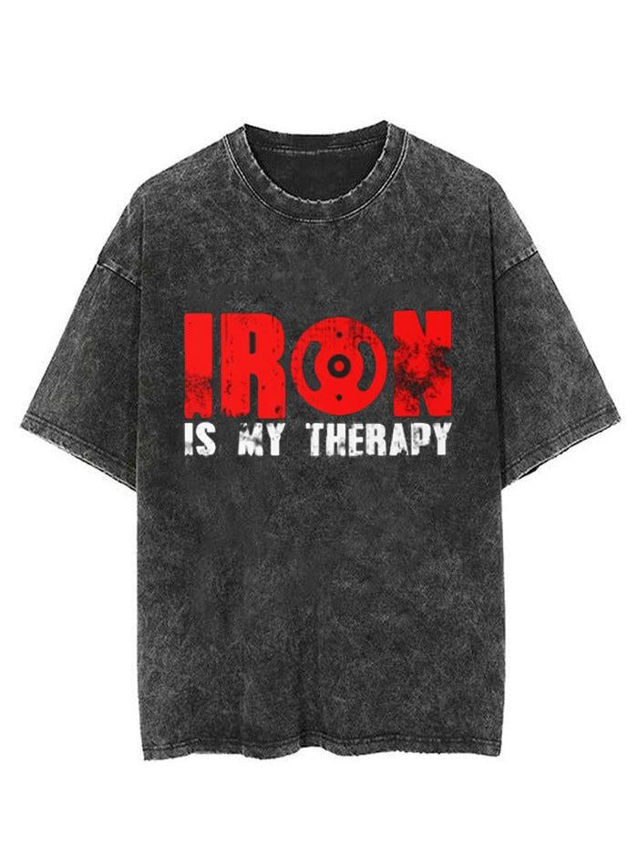 IRON IS MY THERAPY VINTAGE GYM SHIRT