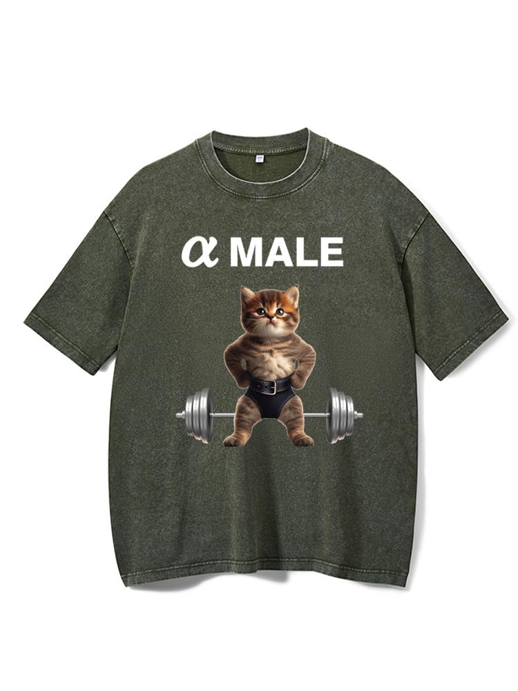 Alpha Male Cat Washed Gym Shirt