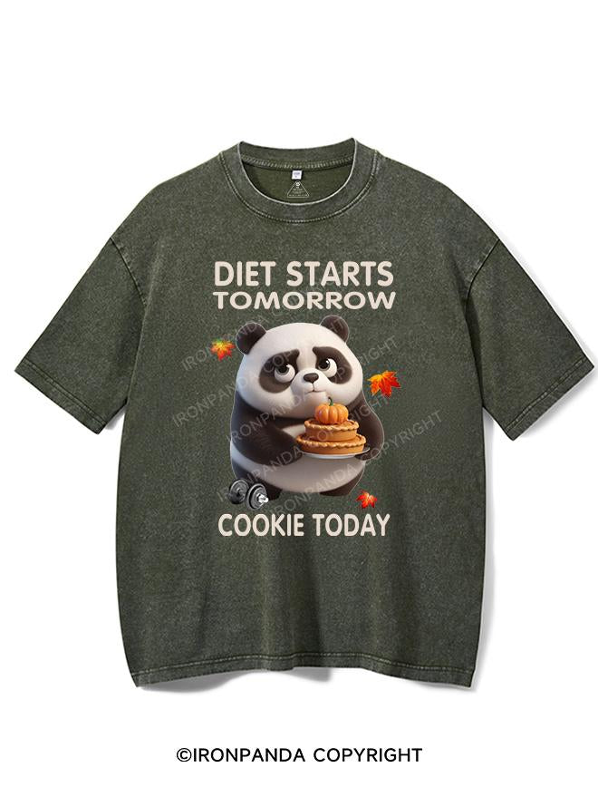 DIET STARTS TOMORROW COOKIE TODAY PANDA VINTAGE GYM SHIRT