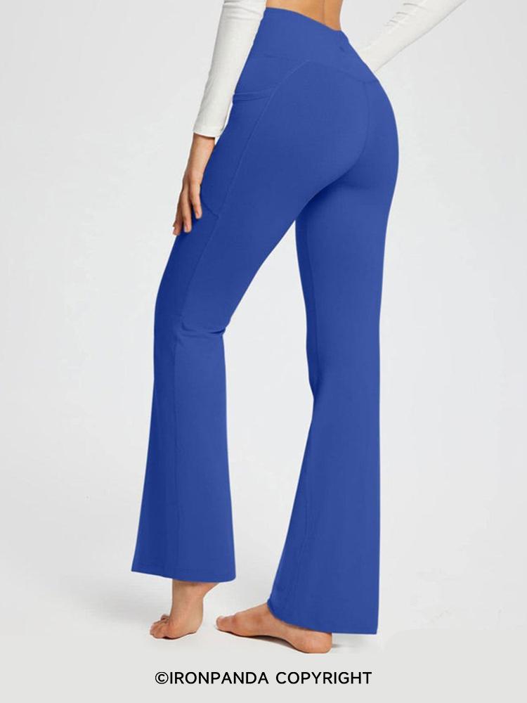 High Waist Cross Wide Leg Dark Blue Yoga Pants