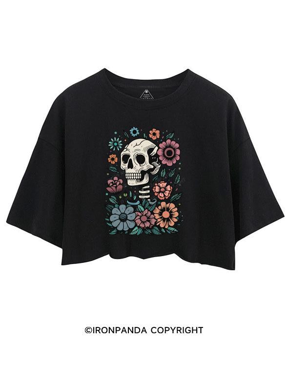 SKELETON WITH FLOWER CROP TOPS