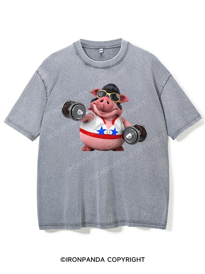 pig workout Washed Gym Shirt