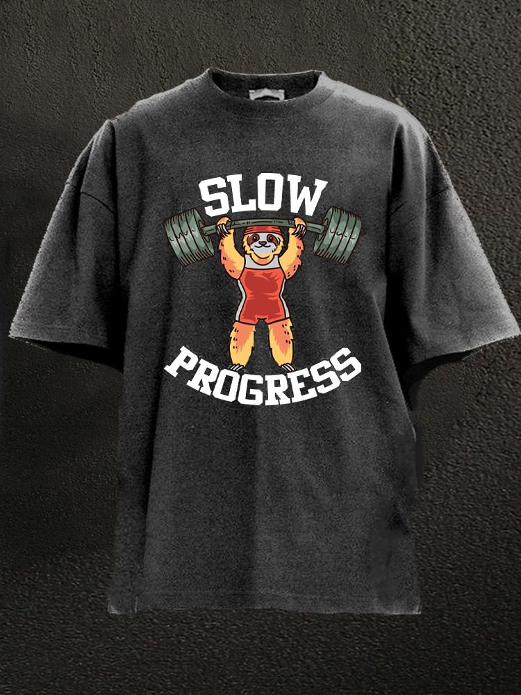 slow progress weighlifting sloth Washed Gym Shirt