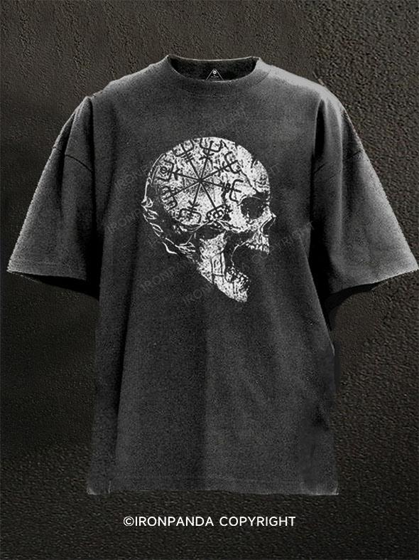 Viking Compass Skull Washed Gym Shirt