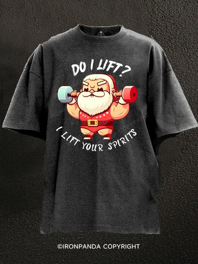 santa Claus Do I Lift？Bro Washed Gym Shirt