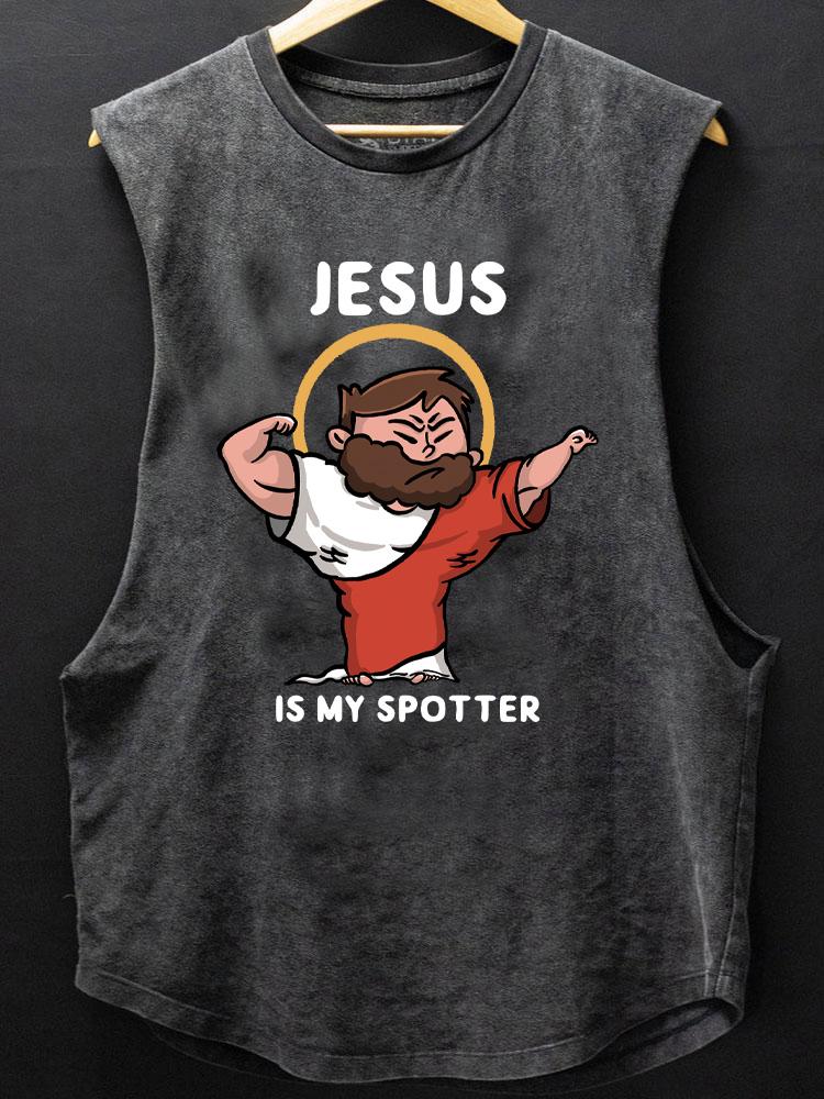 jesus is my spotter SCOOP BOTTOM COTTON TANK