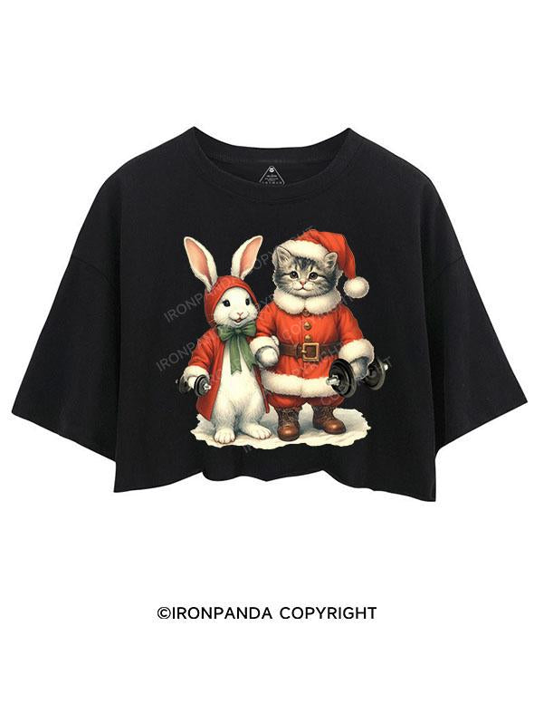 SANTA CAT, XMAS BUNNY, GYM BEASTS CROP TOPS