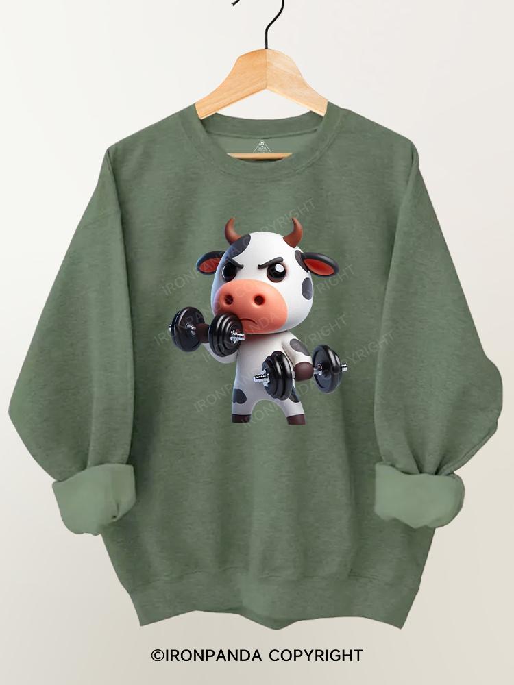 weightlifting cow Gym Sweatshirt