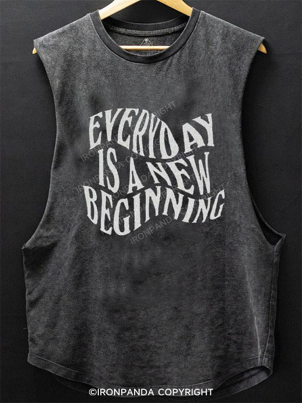 EVERYDAY IS A NEW BEGINNING SCOOP BOTTOM COTTON TANK