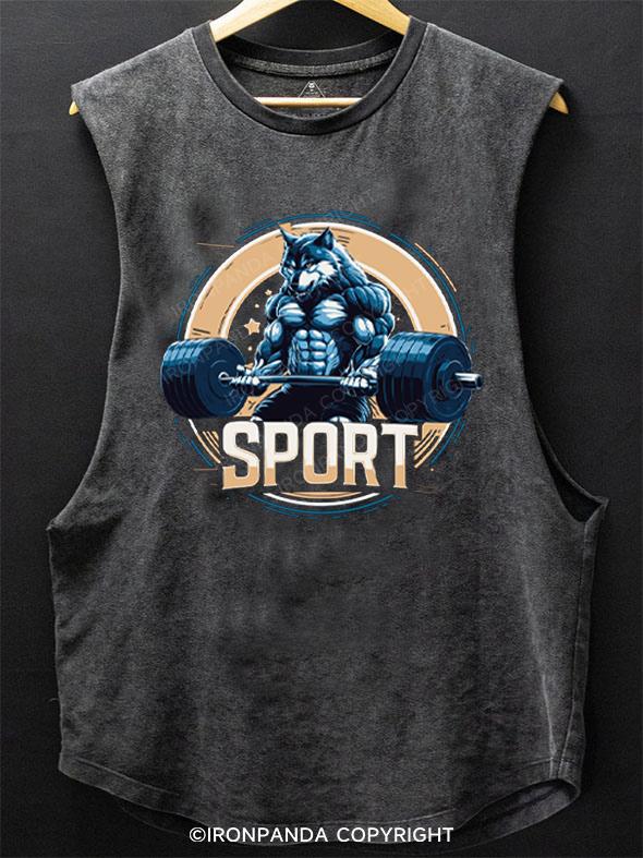 weightlifting barbell wolf SCOOP BOTTOM COTTON TANK