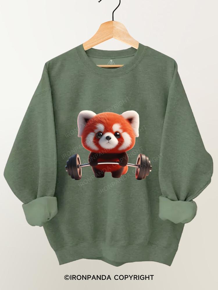 Cute panda lifting weights  Gym Sweatshirt