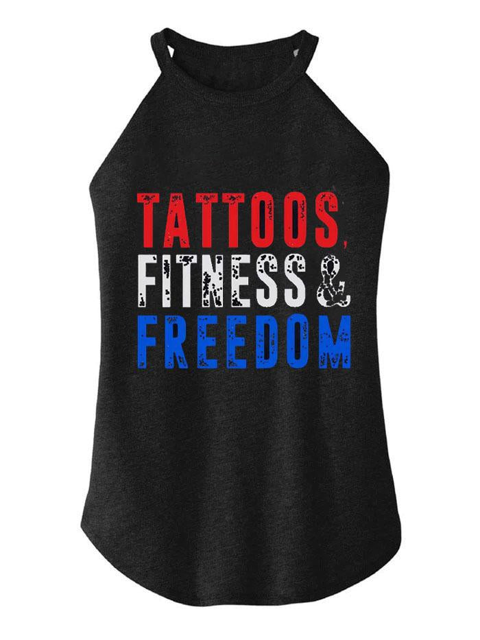 Tattoos Fitness & Freedom TRI ROCKER COTTON TANK