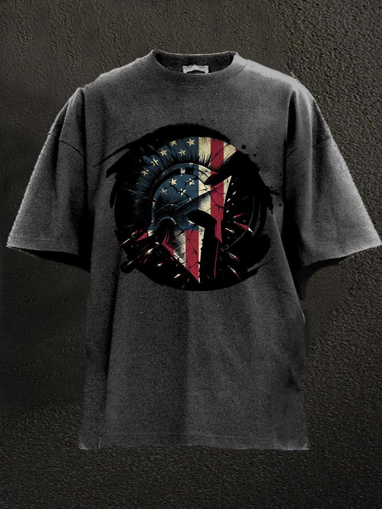 spartan patriot Washed Gym Shirt