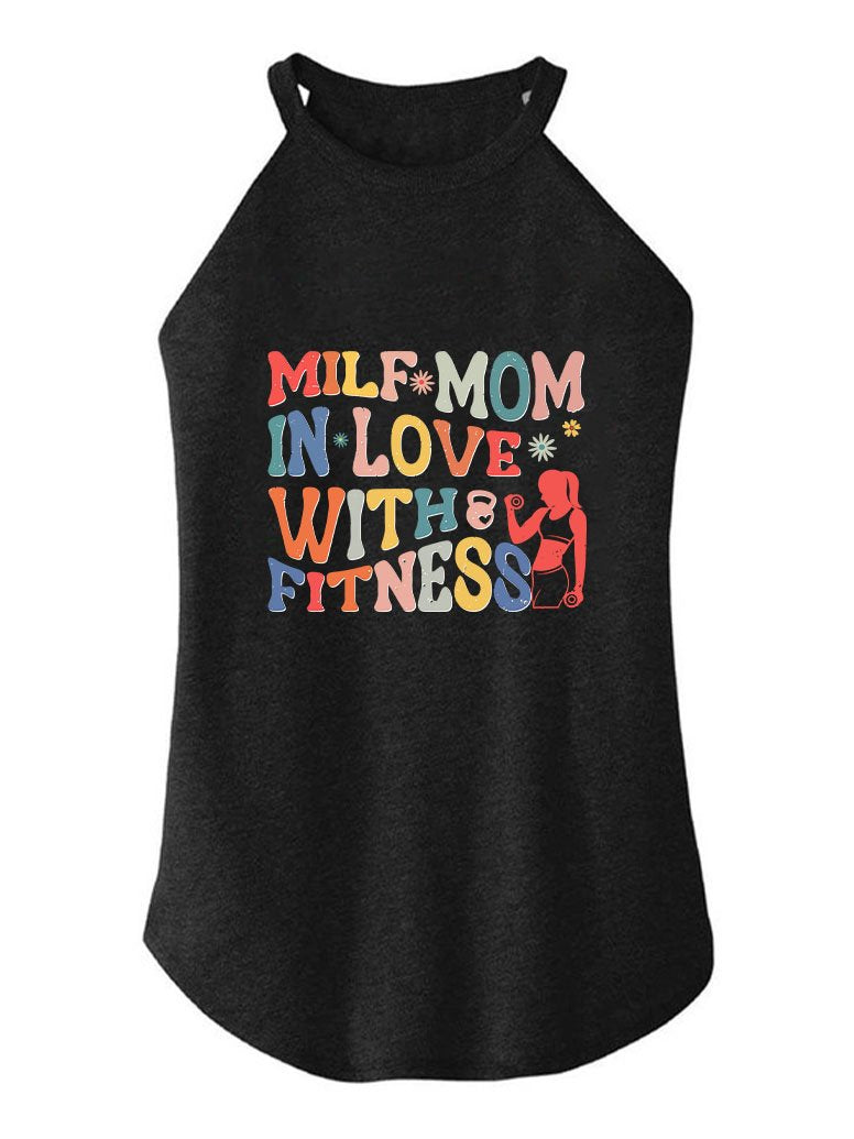 MILF MOM IN LOVE WITH FITNESS ROCKER COTTON TANK