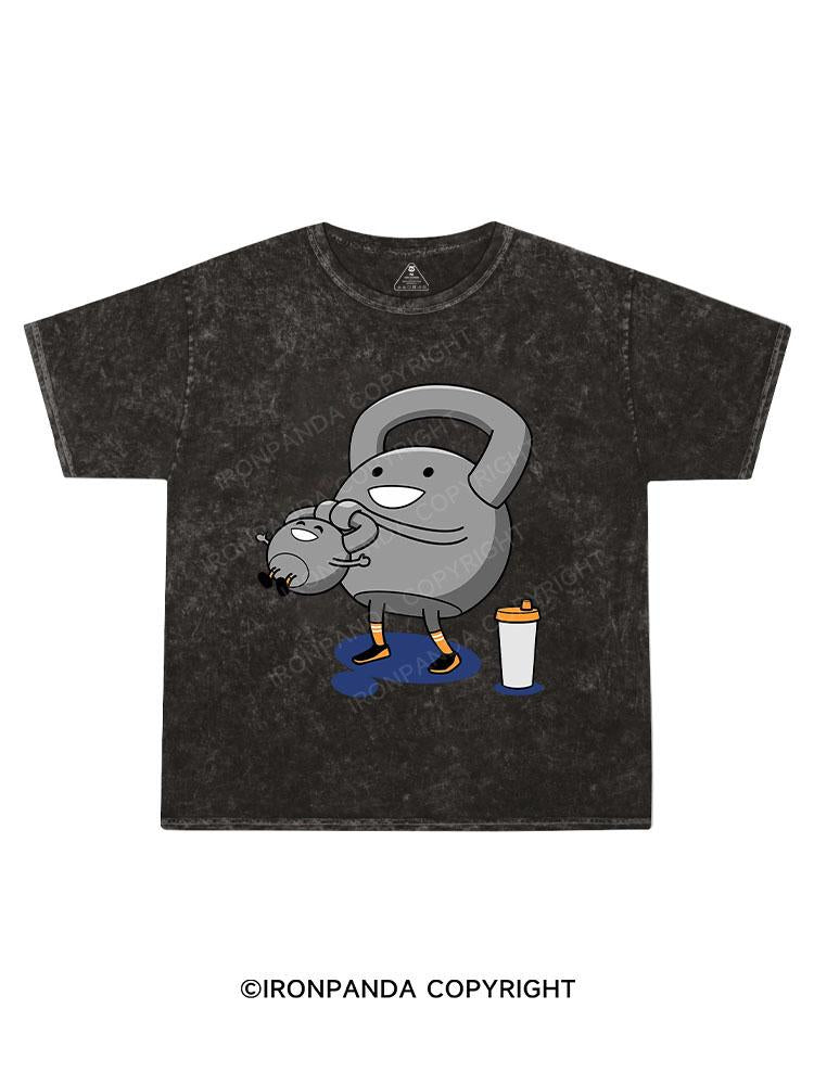 Kettlebell Swinging Baby Kettlebell Kids Washed T-Shirt