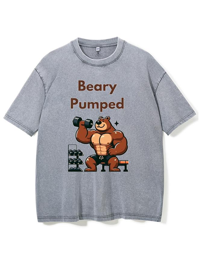 Beary pumped Washed Gym Shirt