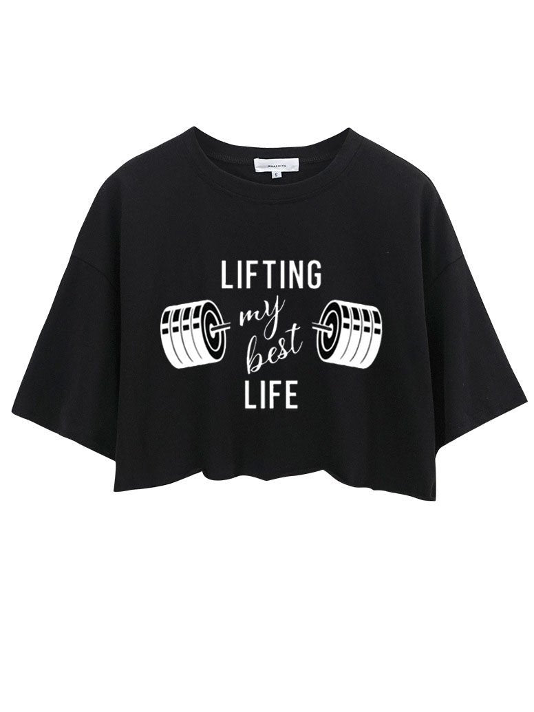 LIFTING MY BEST LIFE CROP TOPS