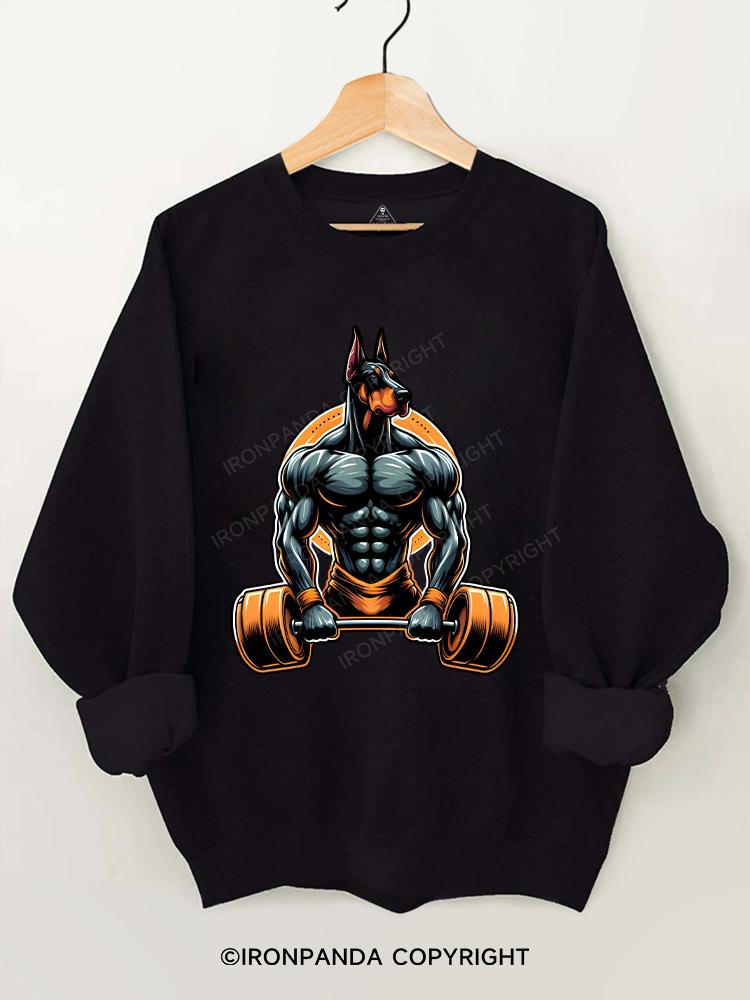 Doberman Weightlifting Gym Sweatshirt