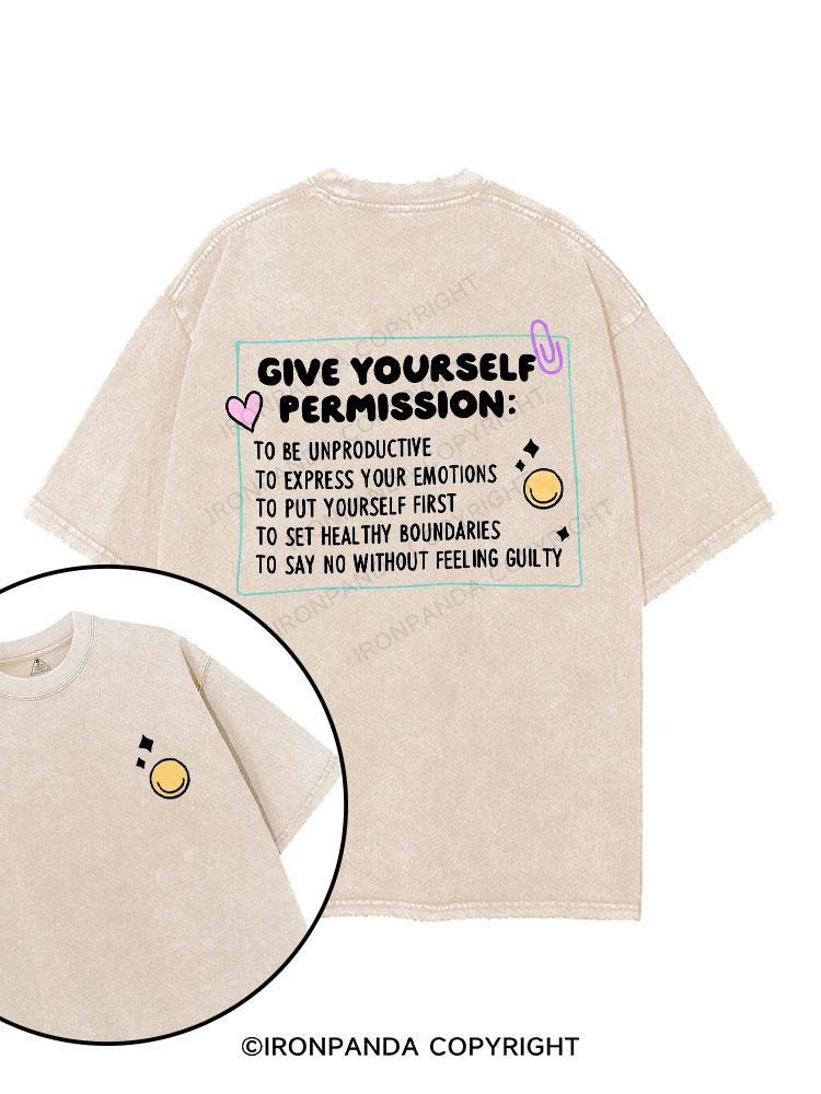 GIVE YOURSELF PERMISSION printed Gym Shirt