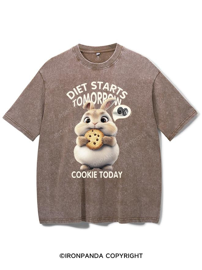 DIET STARTS TOMORROW COOKIE TODAY BUNNY VINTAGE GYM SHIRT