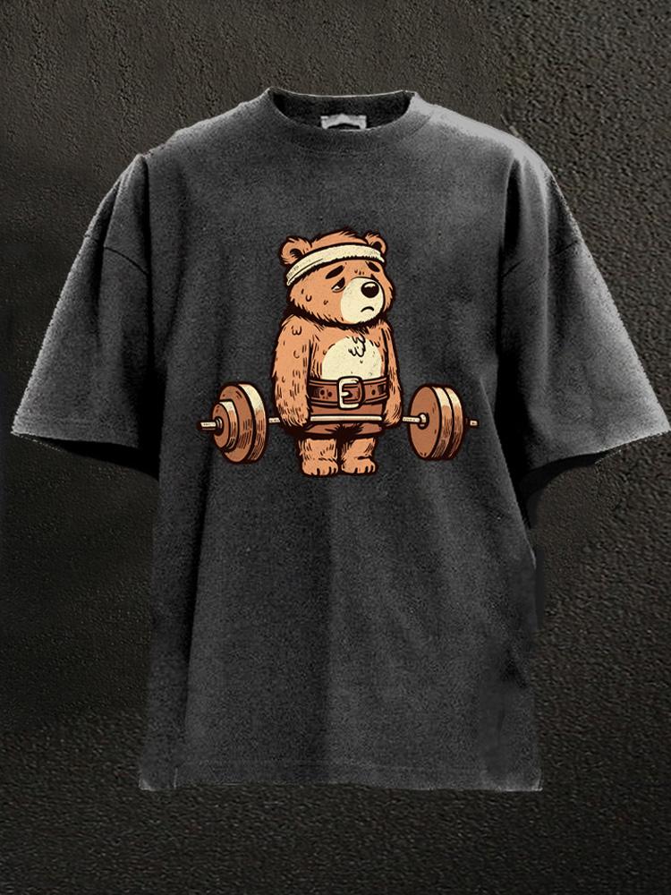 weightlifting bear dead inside Washed Gym Shirt