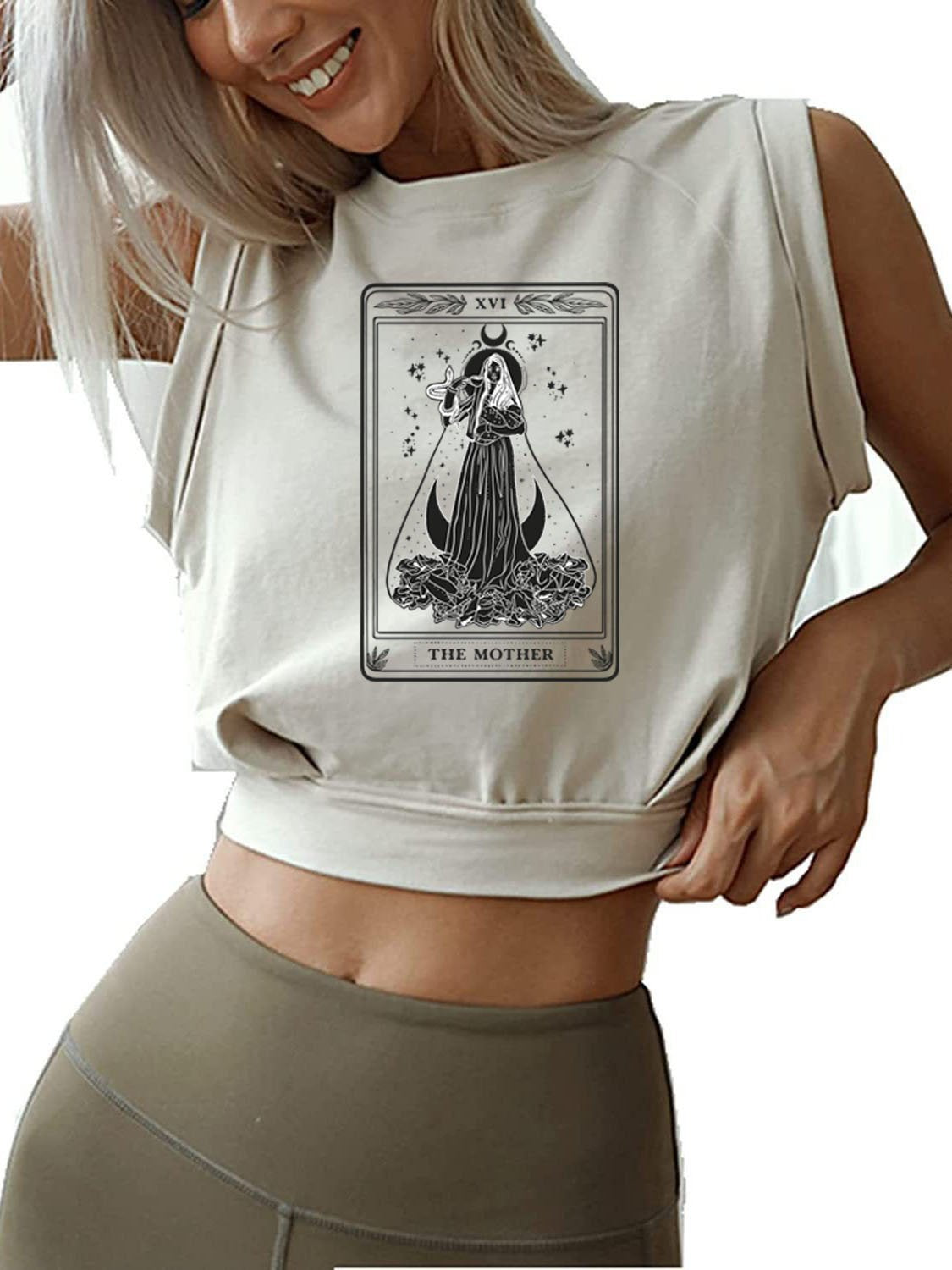 THE MOTHER TAROT CARD SLEEVELESS CROP TOPS