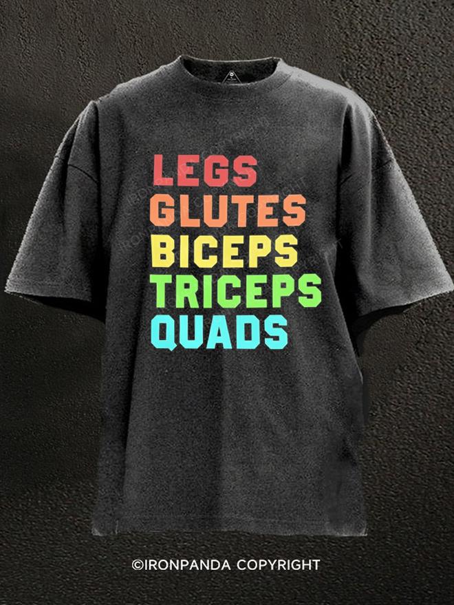 Legs Glutes Biceps Triceps Quads Washed Gym Shirt