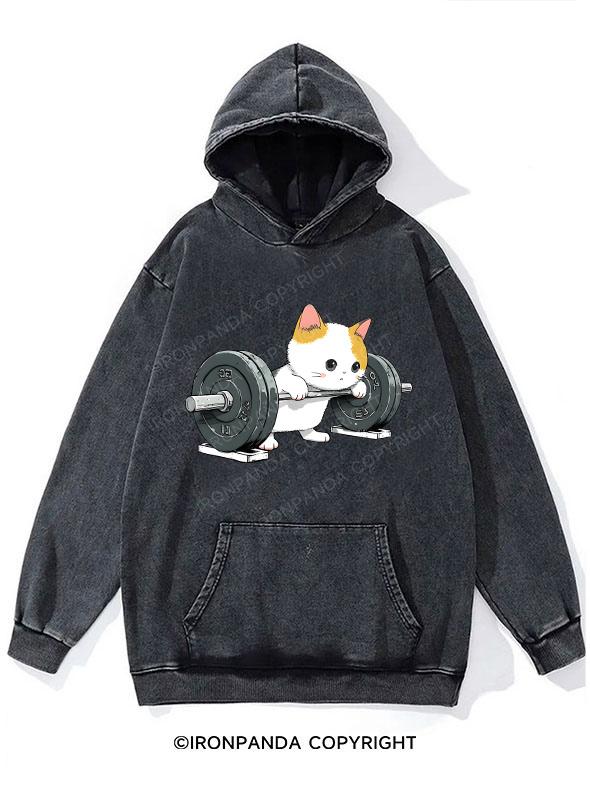 Whimsical Cat Workout Washed Gym Hoodie