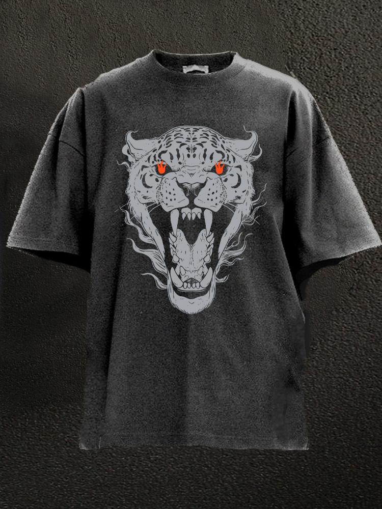 fierce leopard head Washed Gym Shirt