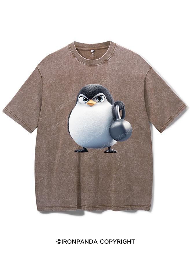 KETTLEBELL-WIELDING PENGUIN VINTAGE GYM SHIRT