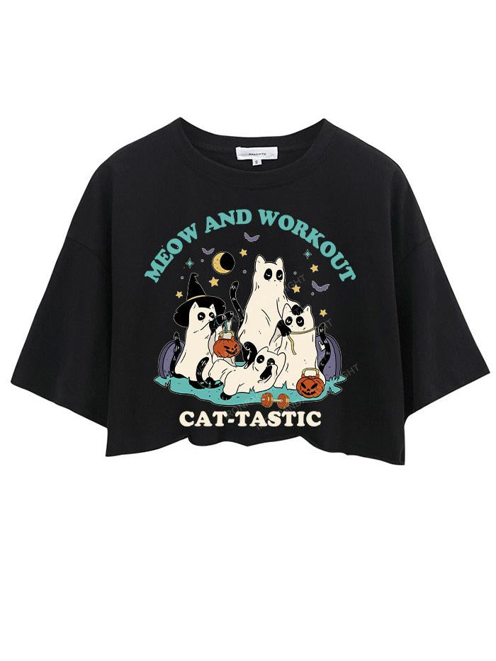 MEOW AND WORKOUT CAT-TASTIC CROP TOPS