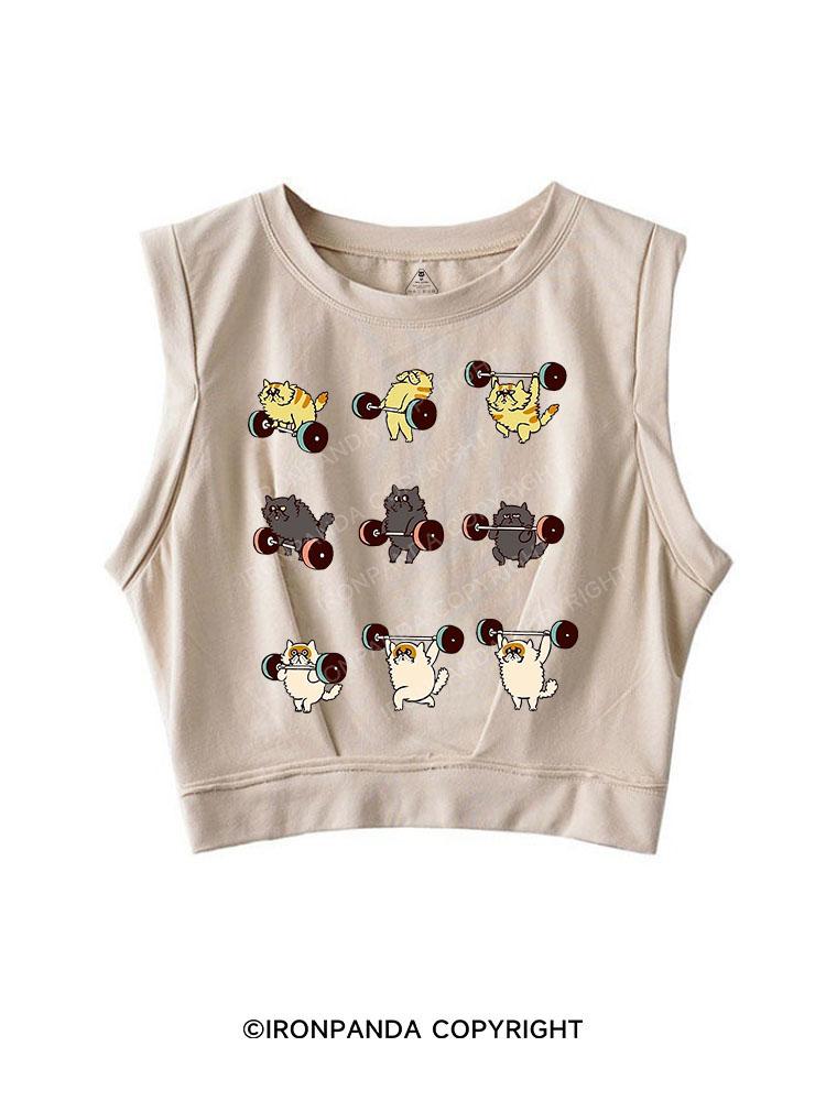 Olympic Weightlifting Cat SLEEVELESS CROP TOPS