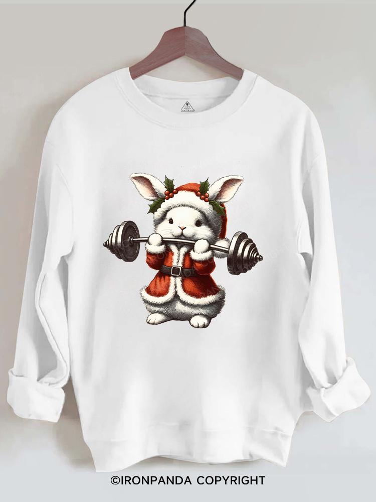 Christmas rabbit weightlifting Gym Sweatshirt