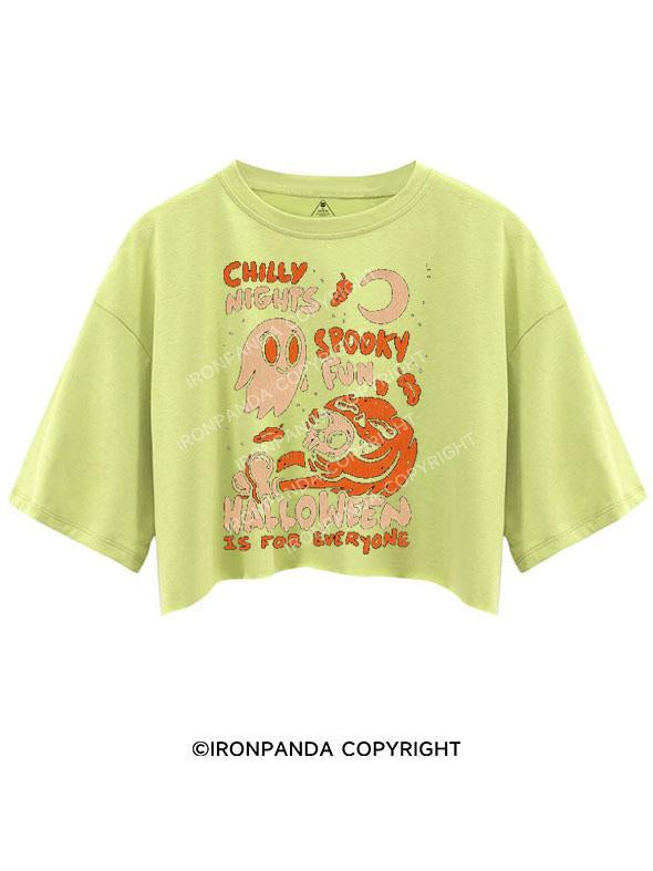 CHILLY NIGHTS SPOOKY FUN HALLOWEEN IS FOR EVERYONE CROP TOPS