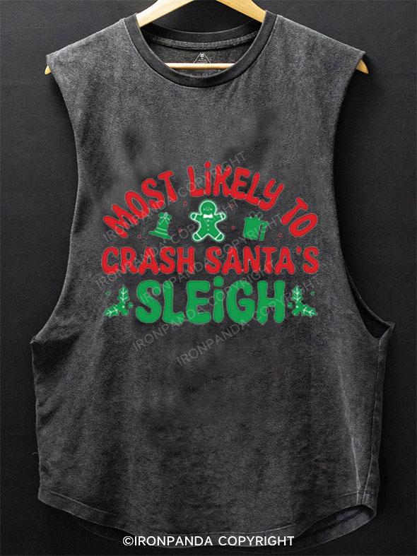 MOST LIKELY TO CRASH SANTA'S SLEIGH SCOOP BOTTOM COTTON TANK