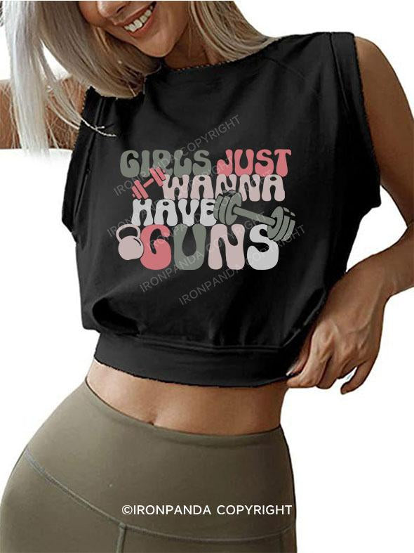 girls just wanna have guns SLEEVELESS CROP TOPS