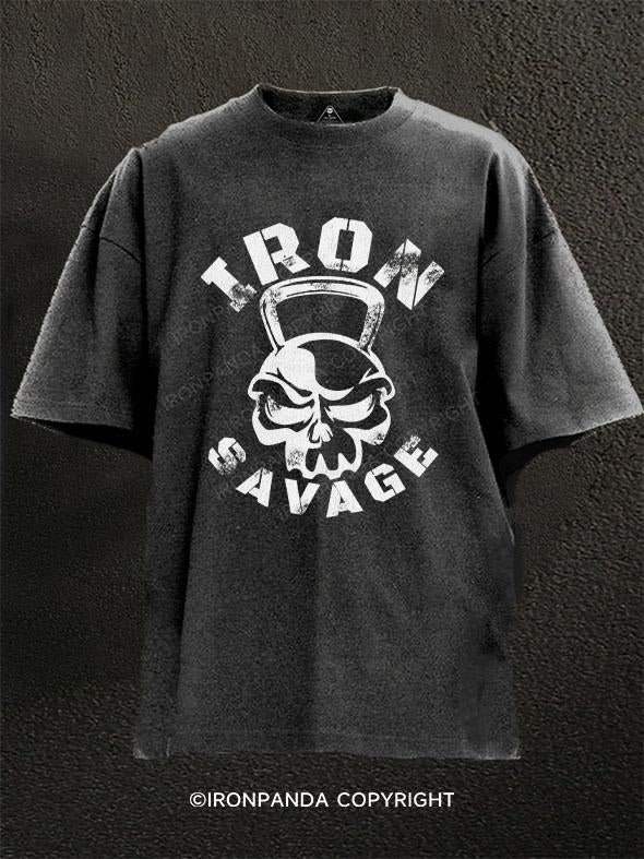 Iron Savage Skull Washed Gym Shirt