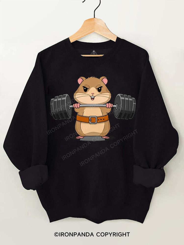 Cute Hamster Weightlifting Gym Sweatshirt