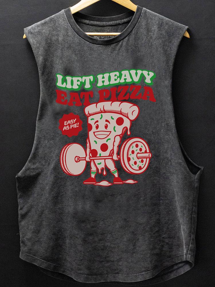 lift heavy eat pizza SCOOP BOTTOM COTTON TANK