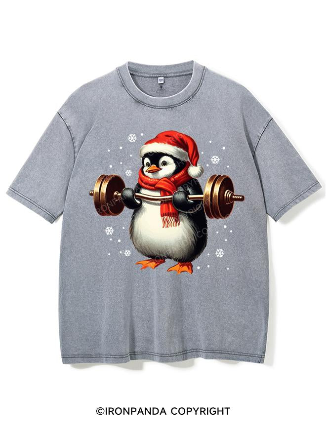 CHRISTMAS DEADLIFT PENGUIN VINTAGE GYM SHIRT