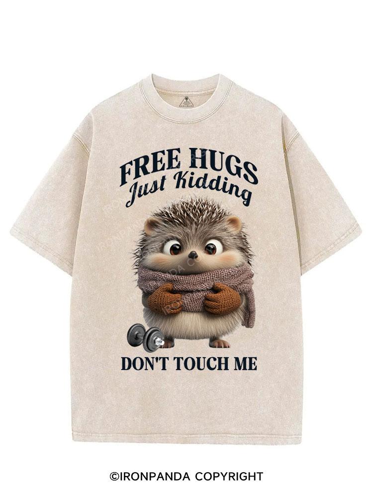 FREE HUGS JUST KIDDING DON'T TOUCH ME VINTAGE GYM SHIRT