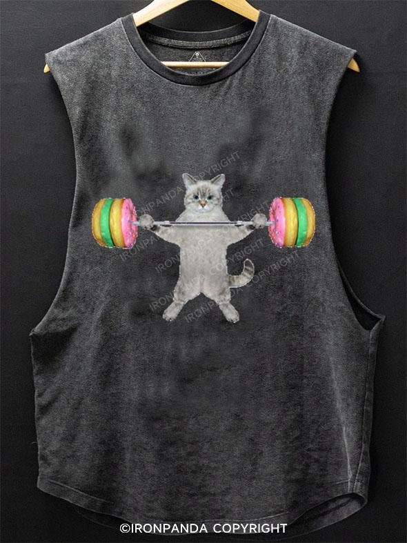 A CAT LIFTS DONUT BARBELL SCOOP BOTTOM COTTON TANK