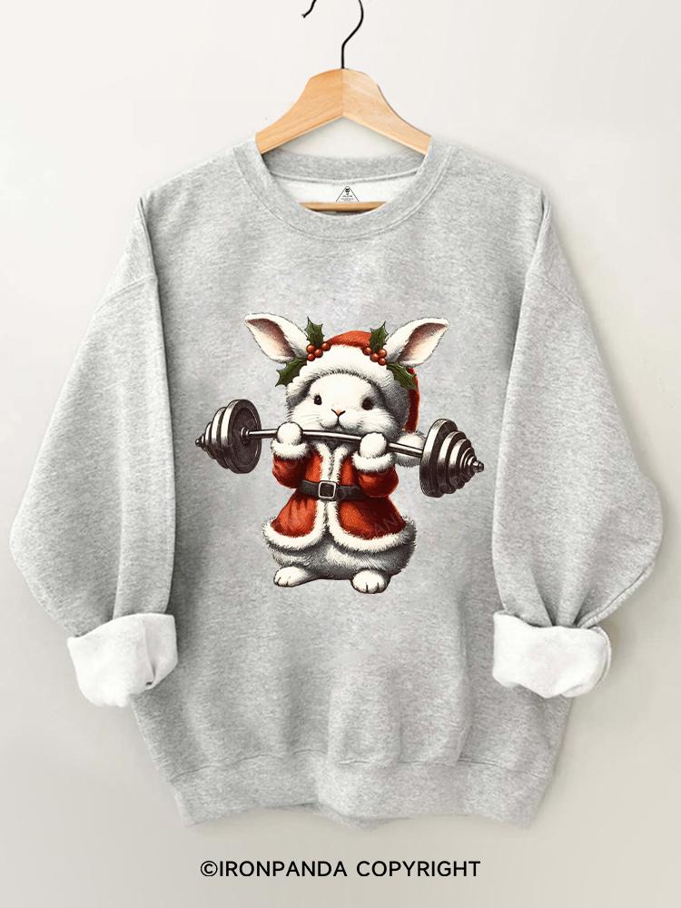 Christmas rabbit weightlifting Gym Sweatshirt