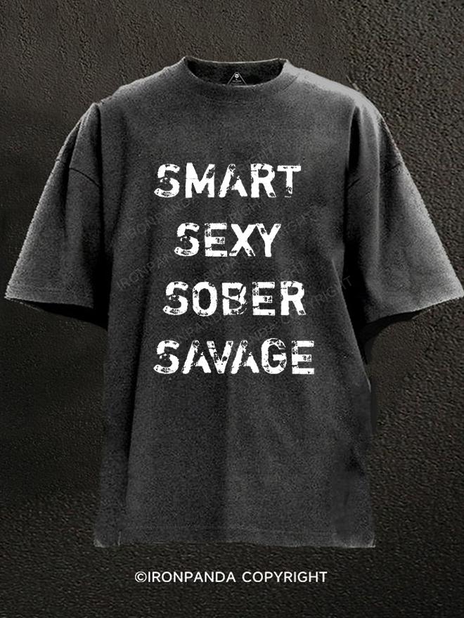 SMART SEXY SOBER SAVAGE Washed Gym Shirt