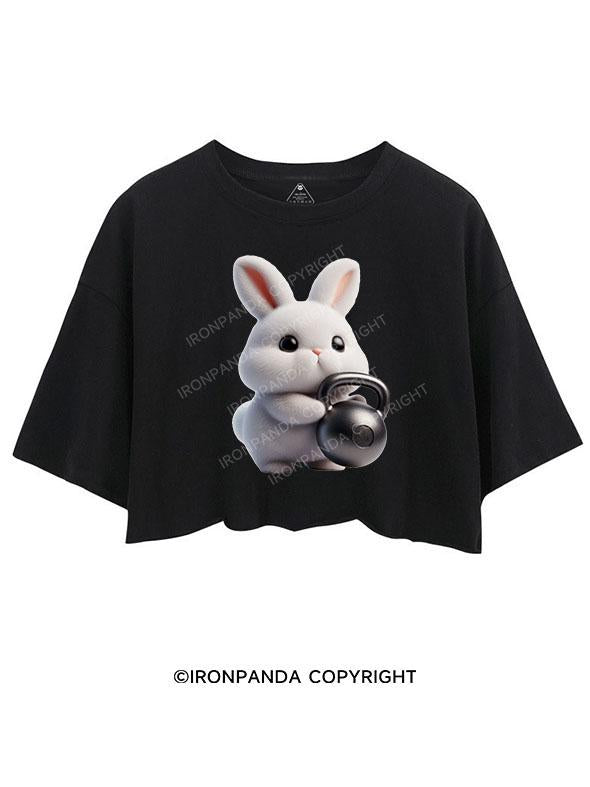 CUTE BUNNY KETTLEBELL VIBES CROP TOPS