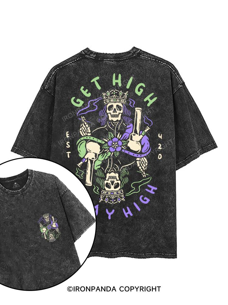 GET HIGH STAY HIGH printed Gym Shirt