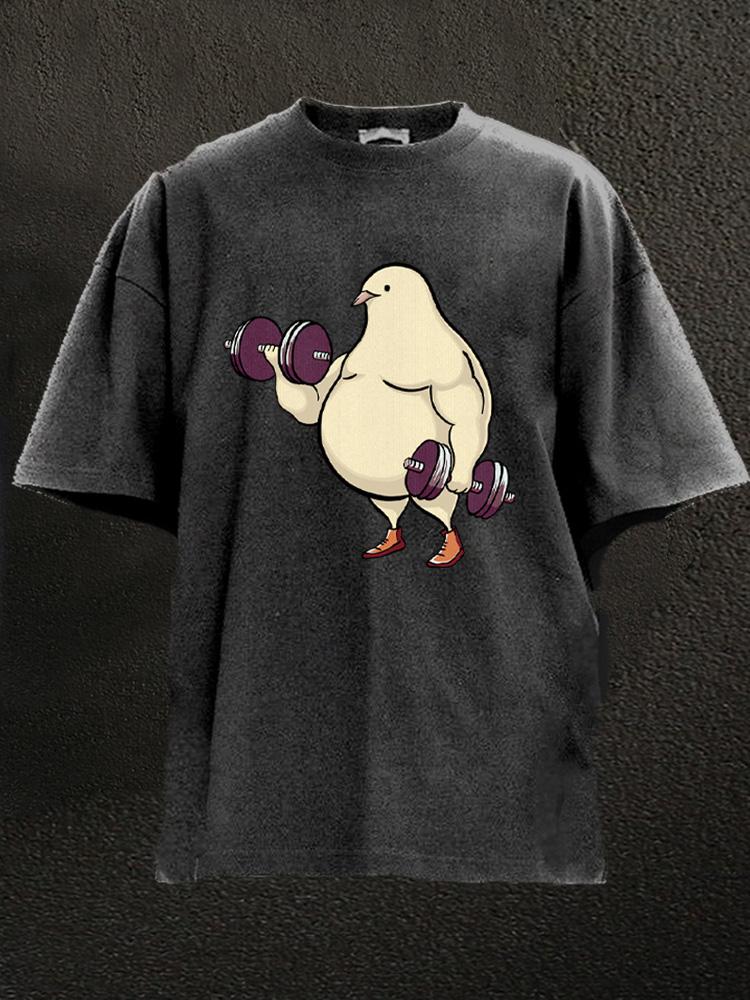 fat pigeon lift heavy Washed Gym Shirt